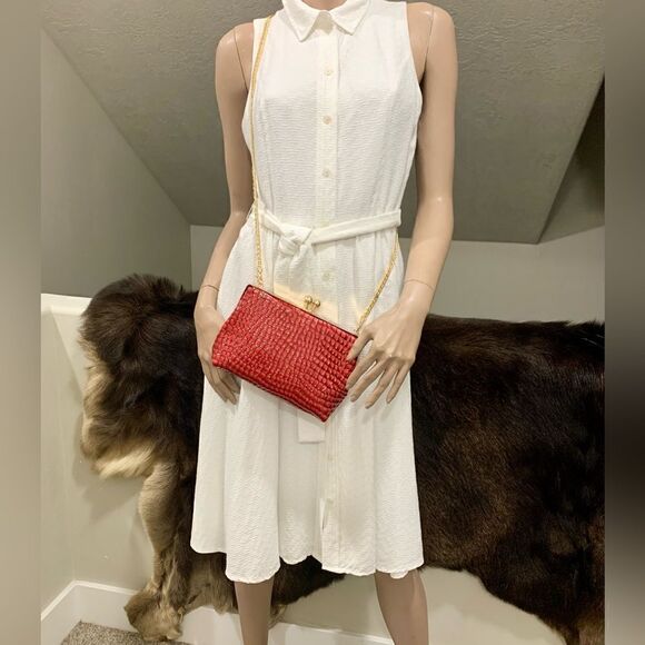 Handmade Genuine Embossed Leather Kisslock Wristlet/Crossbody & Coin Purse - Picture 6 of 16